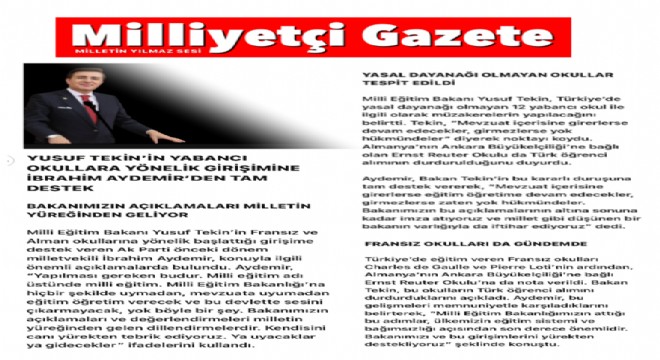 Aydemir: Yusuf Tekin bakanımız milletimizin gönlünden geçeni yapıyor