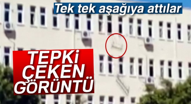 Boşaltılan okulun sıraları pencereden atıldı, vatandaş tepki gösterdi