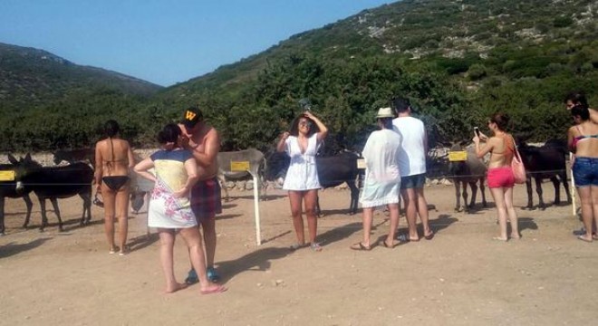 Buraya ilgi büyük... Tekneyle gelip selfie çekiyorlar