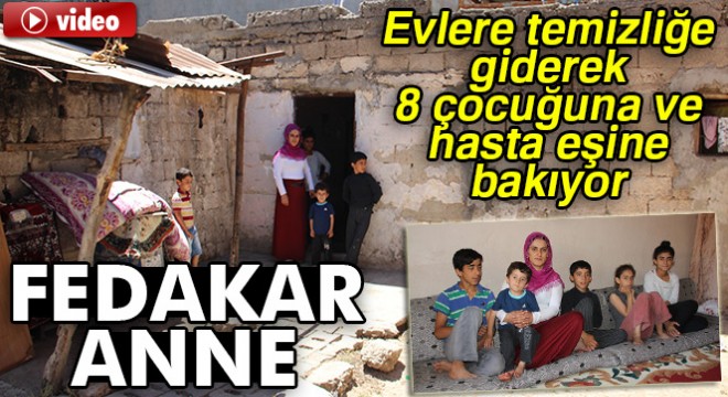 Semire Özdemir 8 çocuğuna ve hasta eşine bakıyor