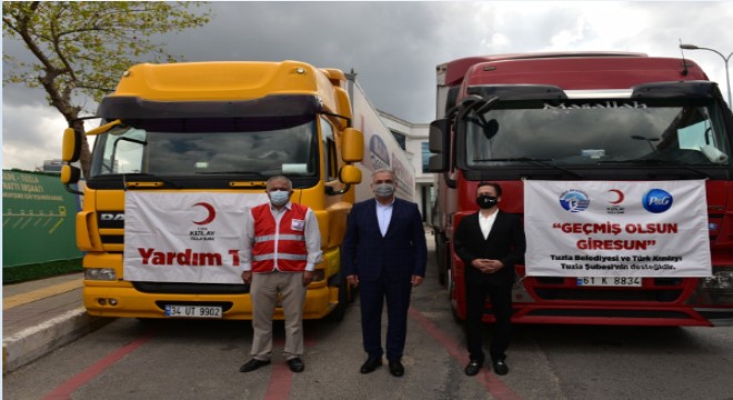 Tuzla'dan iki tır dolusu yardım malzemesi Giresun için yola çıktı